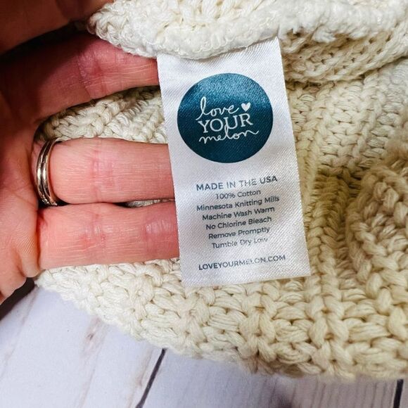Love Your Melon Cream Ivory Cotton Knit Winter Hat - Picture 4 of 5